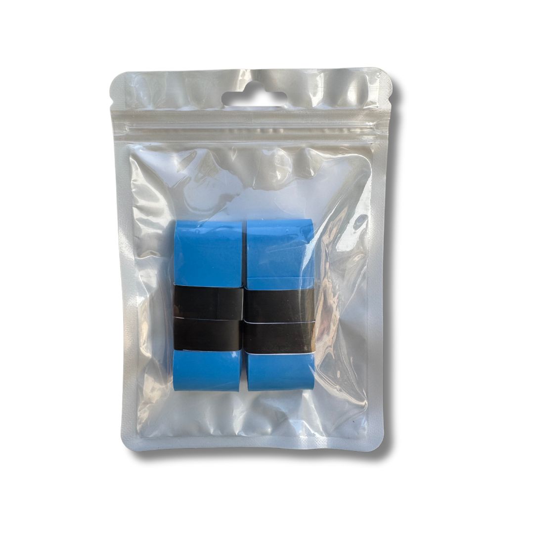 Blue parallette grip tape in packet with white background