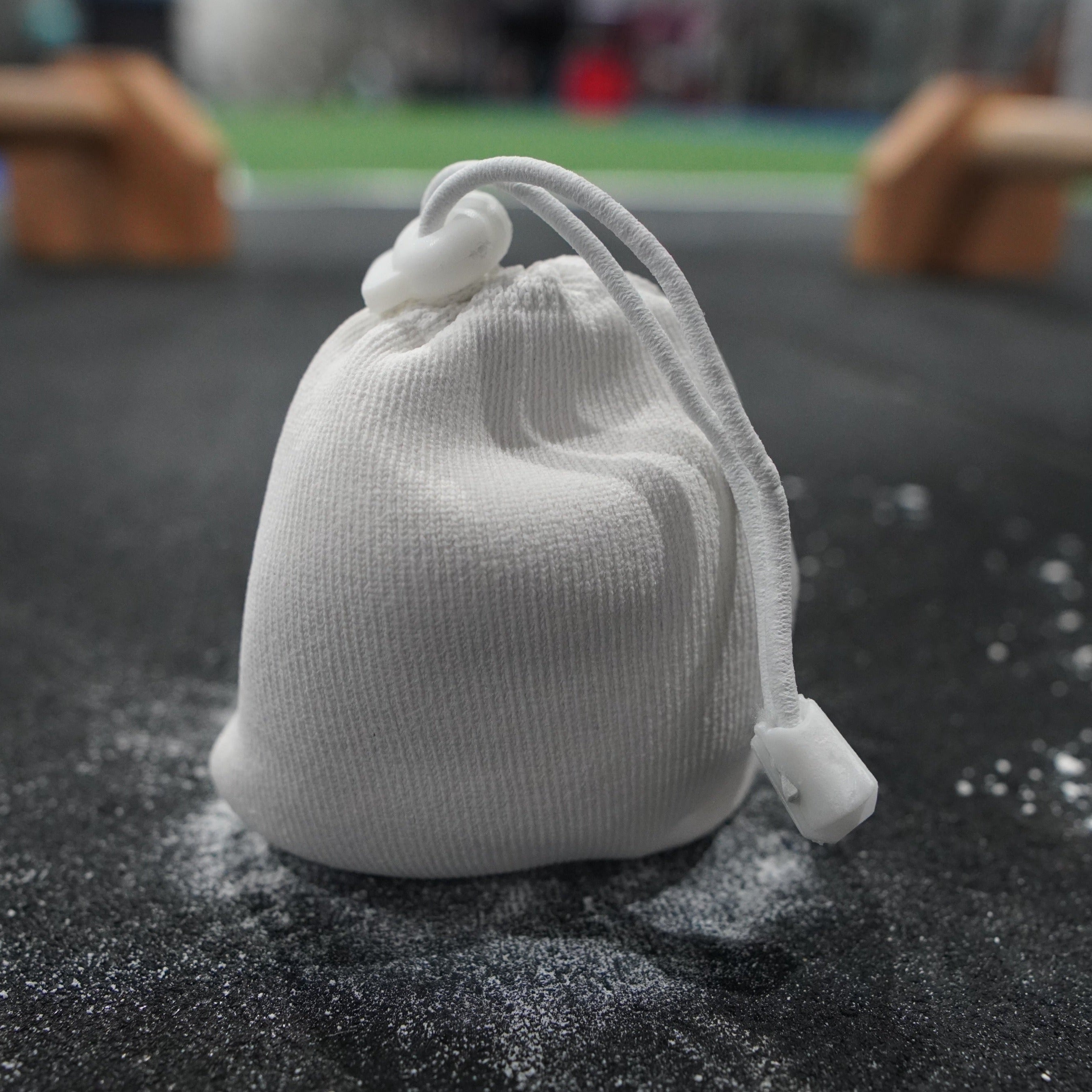 A close up of a chalk ball in a gym