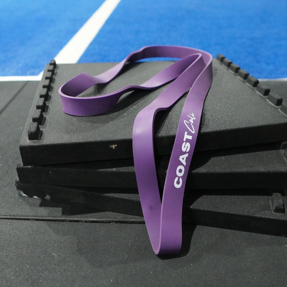 A purple resistance workout band